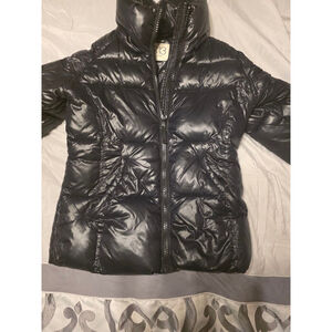 S13 New York Black Glossy Puffer Jacket | Winter Coat